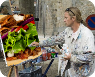 big artist drawing a kebab